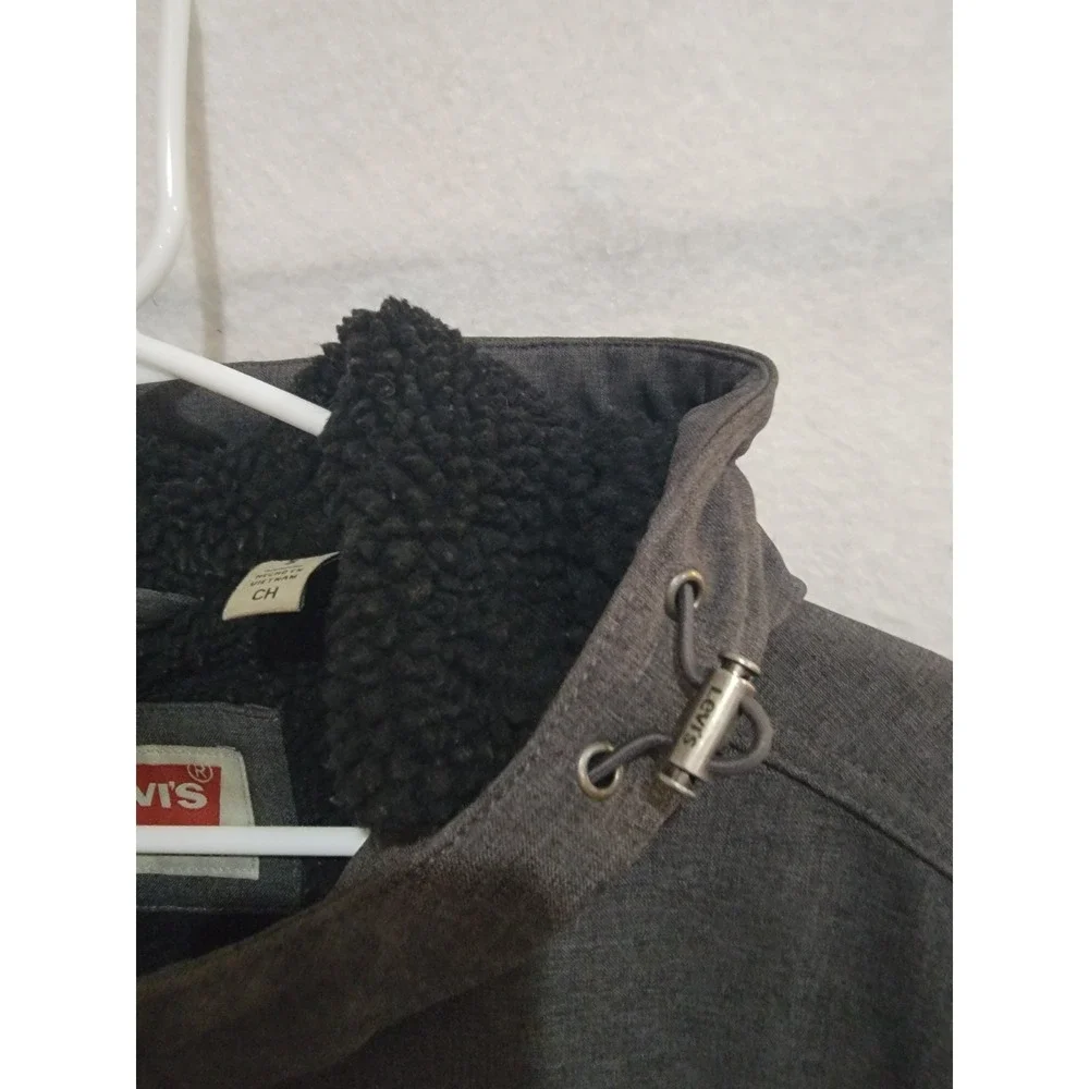 Levi's Men's Sherpa Lined Hooded Softshell Bomber Jacket Charcoal Gray Small - Picture 7 of 12
